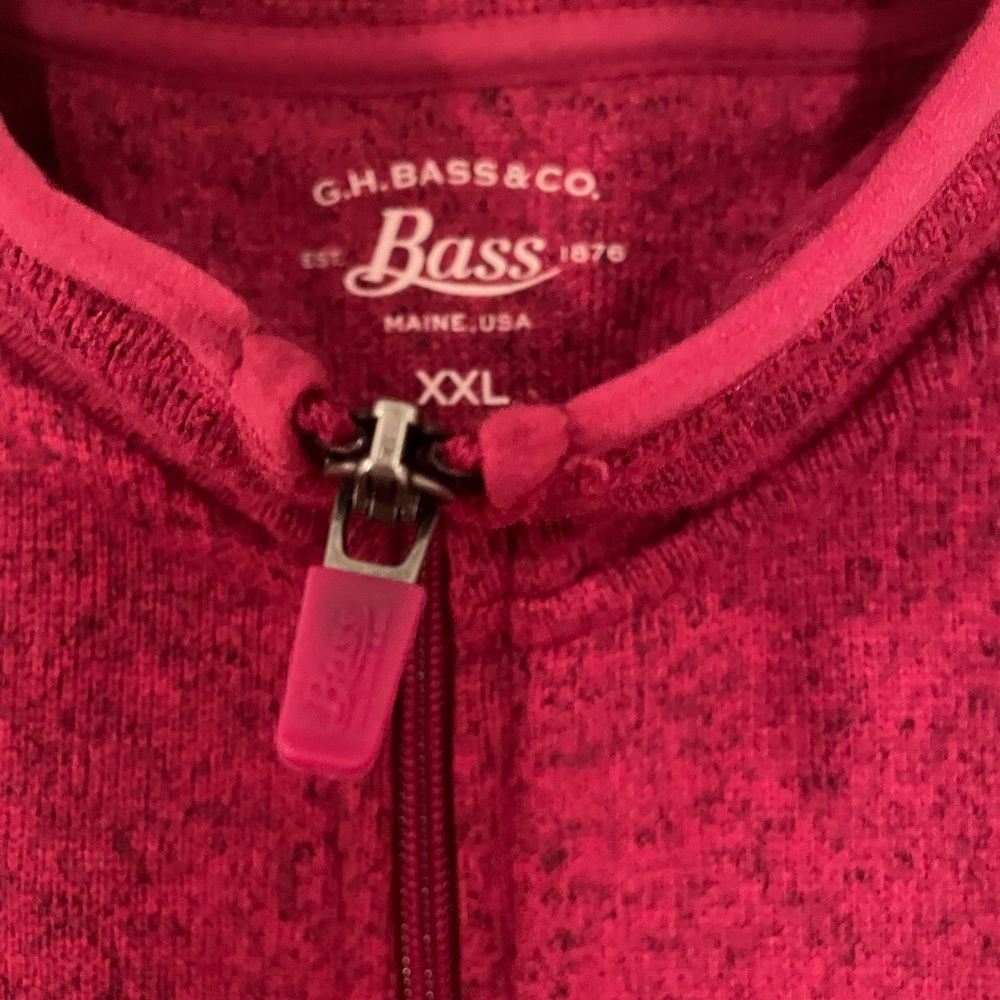 G. H Bass woman’s Fleece Zip-up Vest Heathered Raspberry/Red Size: XXL - Picture 4 of 5